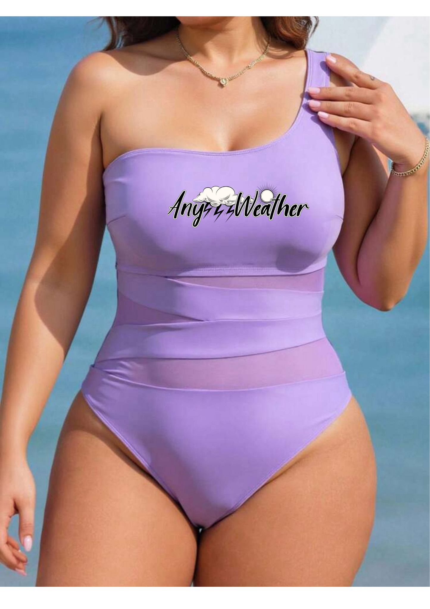 LAVENDER MESH INSERT ONE PIECE- PLUS