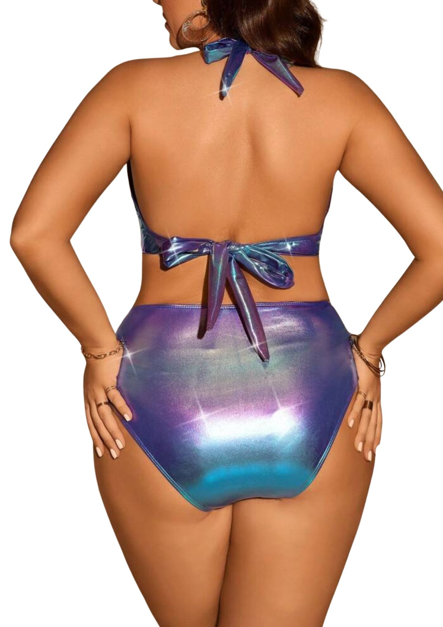 METALLIC HOLOGRAPHIC PURPLE BIKINI- PLUS SIZE