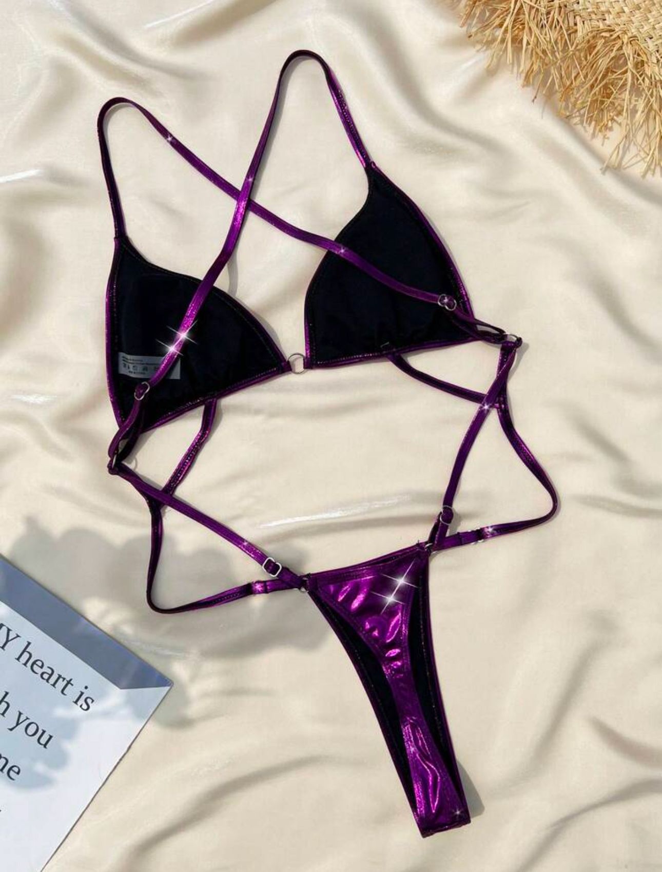 METALLIC GRAPE BARELY THERE THONG ONE PIECE