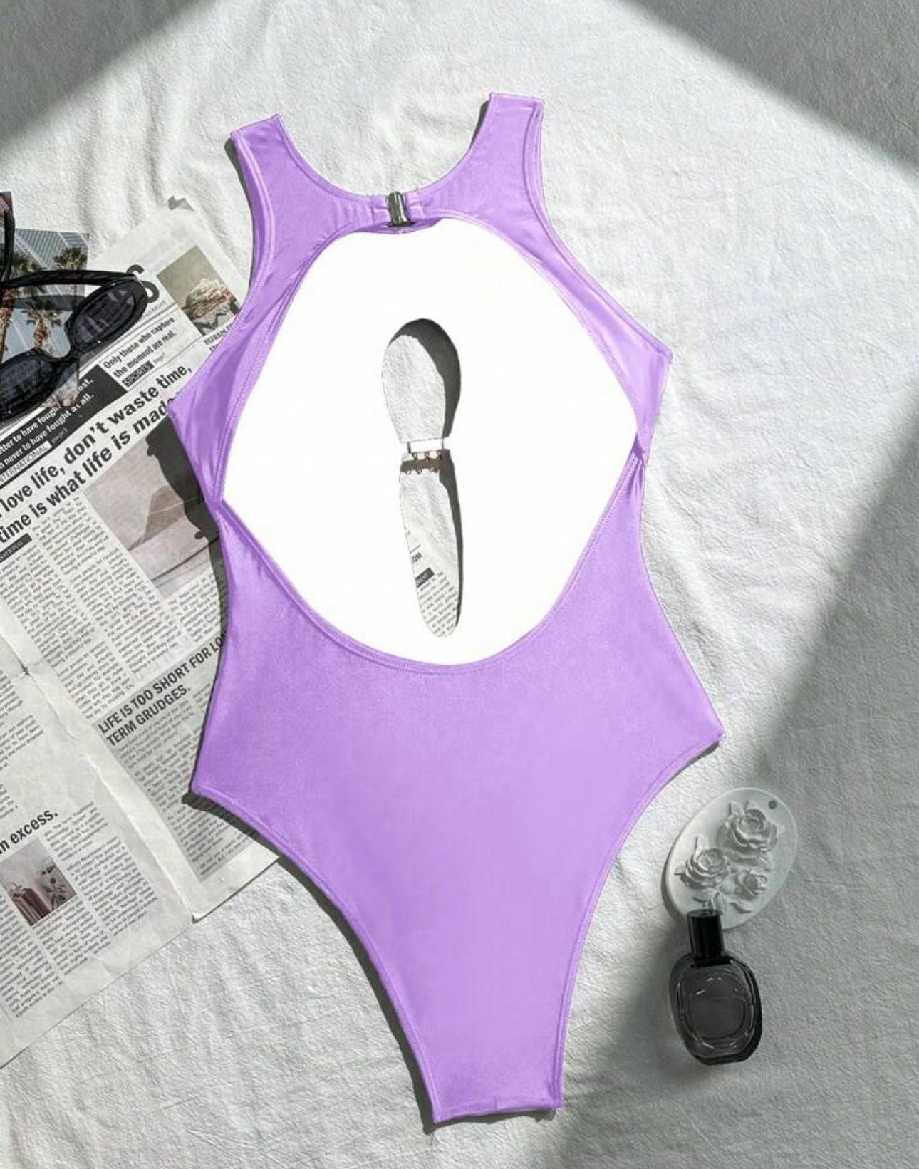 LAVENDER HOLLOW OUT BACKLESS ONE PIECE