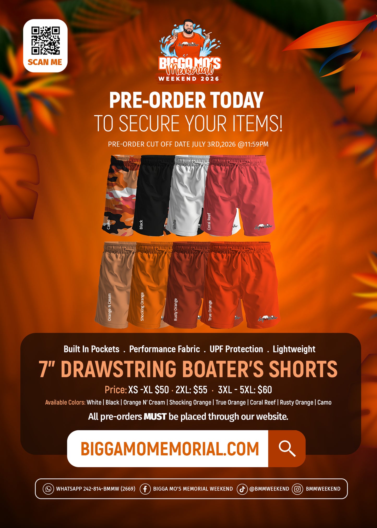 DRAWSTRING BOATER'S SHORTS - 7" INSEAM