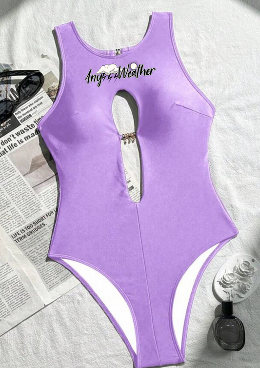 LAVENDER HOLLOW OUT BACKLESS ONE PIECE