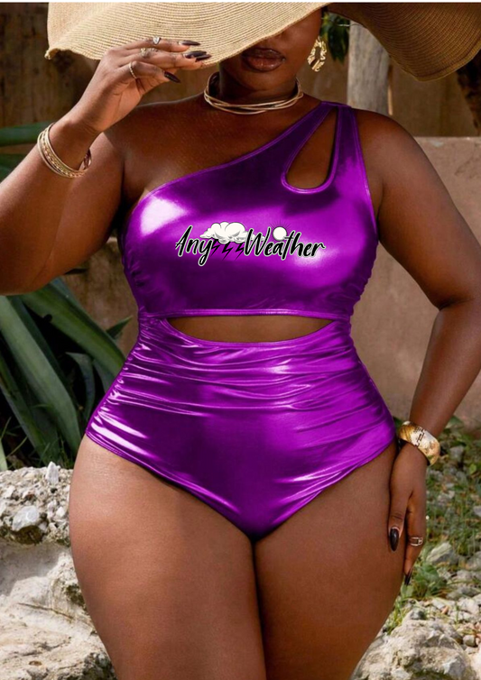 GRAPE METALLIC CUT-OUT ONE PIECE- PLUS SIZE