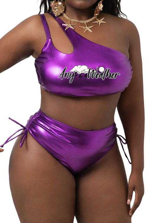 METALLIC ONE SHOULDER CUT OUR BIKINI- PLUS SIZE