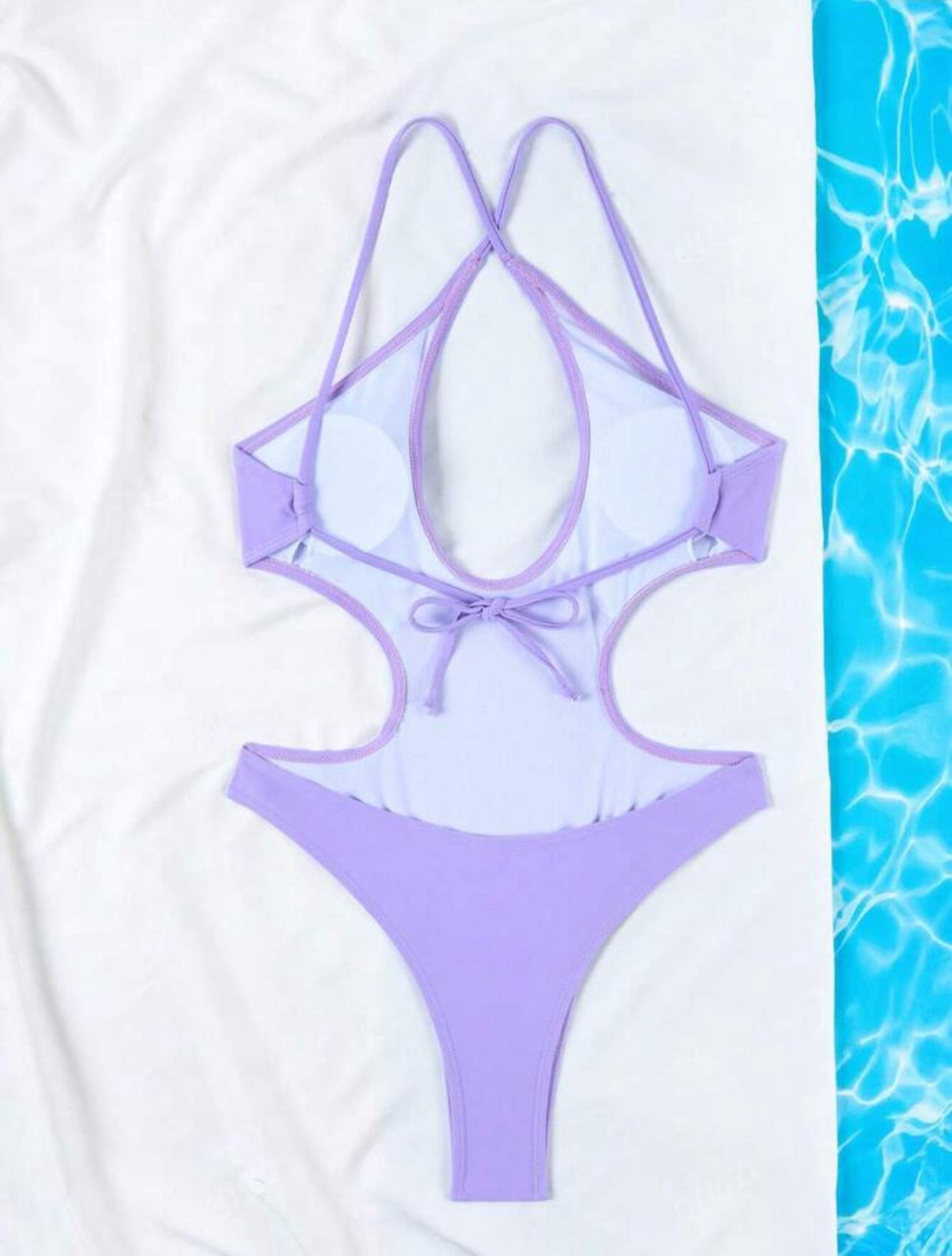 LAVENDER CRISS-CROSS CUTOUT BACKLESS ONE PIECE