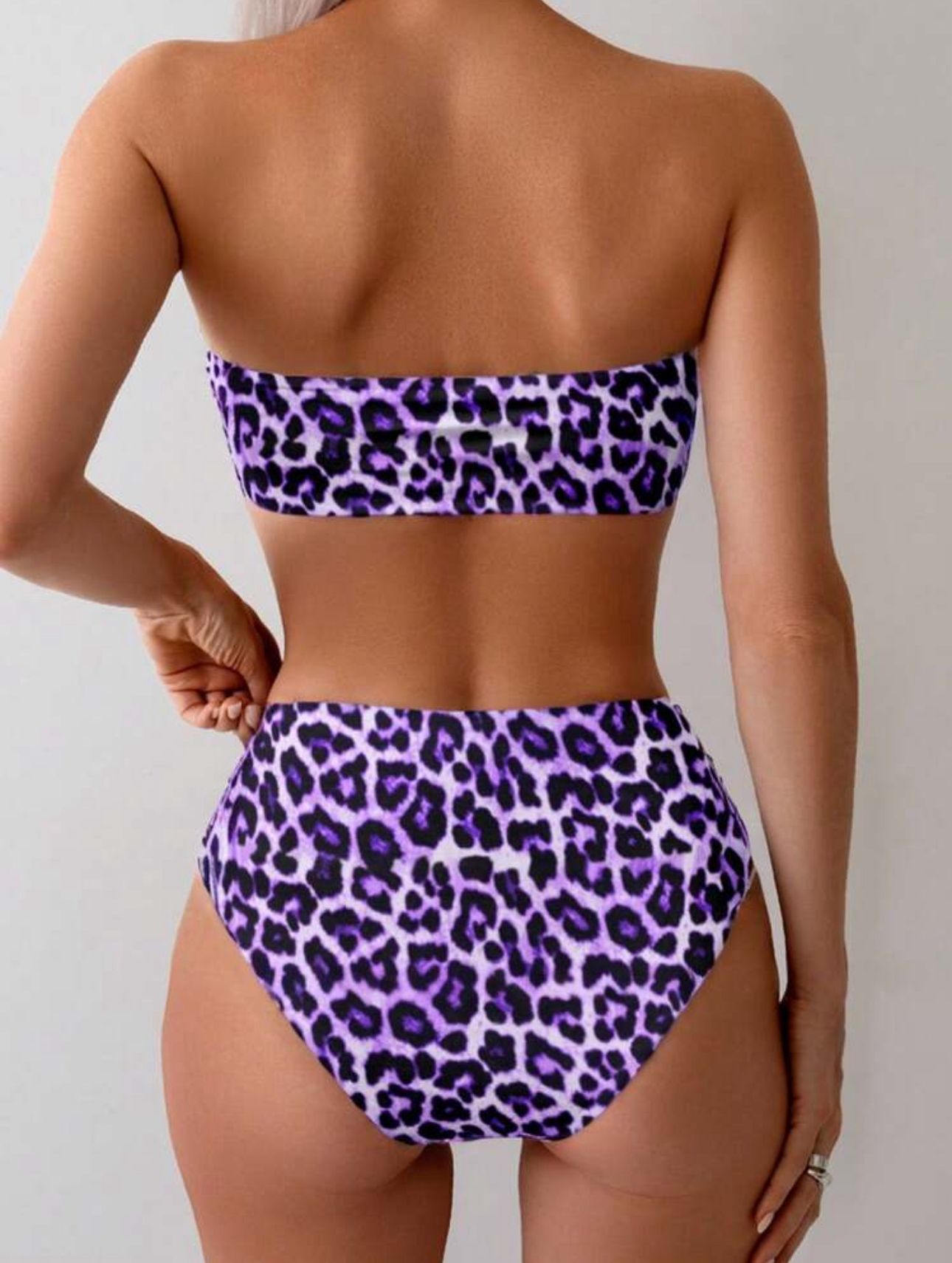 PURPLE LEOPARD BANDEAU BIKINI